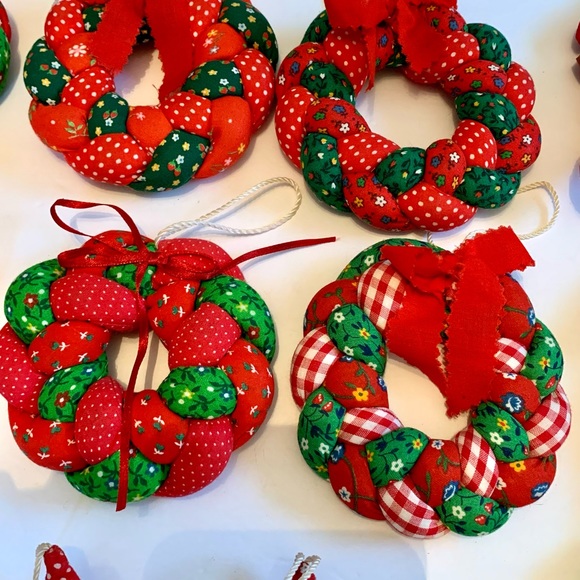 Vintage Quilted Calico Ornaments Scandinavian Farm House Christmas - Picture 11 of 14